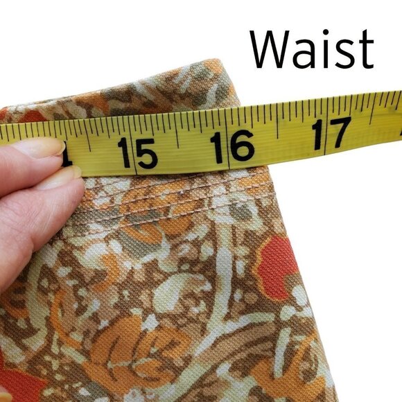 Sigrid Olsen Orange Yellow Brown Japanese Floral motif print dress pants Size 8 - Picture 7 of 12